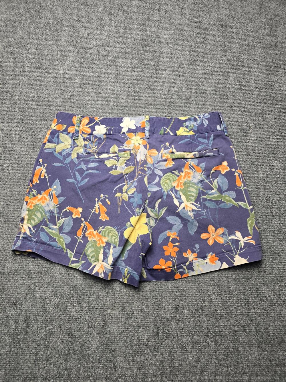 Lands End Floral Shorts Womens 4 Low Rise Purple Blue Orange Botanical Print Y2K